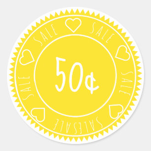 Pegatina Redonda Personalizado Bright Neon Yellow Sale Price