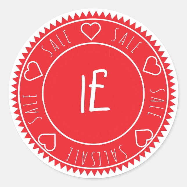 Pegatina Redonda Personalizado Bright Red Sale Price Classic Round (Anverso)