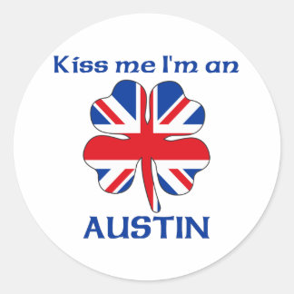 Pegatina Redonda Personalizado Británico Bésame Soy Austin