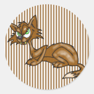 Pegatina Redonda Personalizado Brown Alley Cat