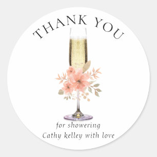 Pegatina Redonda Personalizado Brunch y Bubbly Bridal Shower
