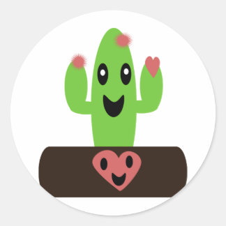 Pegatina Redonda Personalizado Cactus