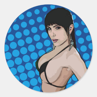 Pegatina Redonda Personalizado caliente Bikini Babe