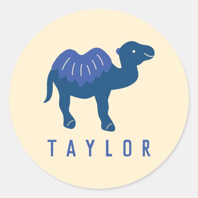 Pegatina Redonda Personalizado Camel Blue Bactria 2 hump Personaliz (Anverso)