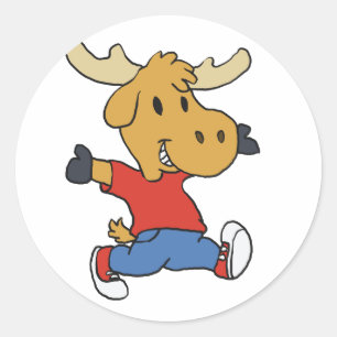 Pegatina Redonda Personalizado caminante de niño Moose elegir col