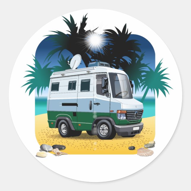 Pegatina Redonda Personalizado Camper (Anverso)