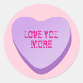 Pegatina Redonda Personalizado Candy Heart Text - Purple Heart on P