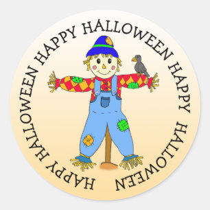 Pegatina Redonda Personalizado caprichosa Halloween Scarecrow