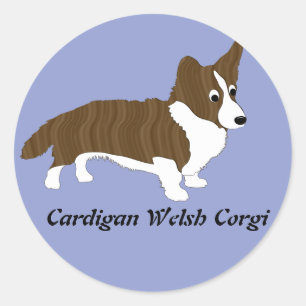 Pegatina Redonda Personalizado Cardigan Welsh Corgi (Brindle)