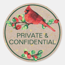 Pegatina Redonda Personalizado Cardinal Bird & Berries