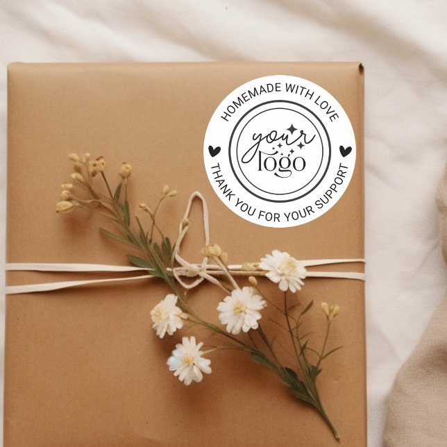 Pegatina Redonda Personalizado Casero Gracias (handmade logo thank you for your support sticker
)