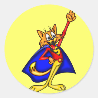 Pegatina Redonda Personalizado Cat Super Hero