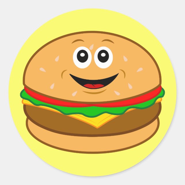 Pegatina Redonda Personalizado Cheeseburger (Anverso)
