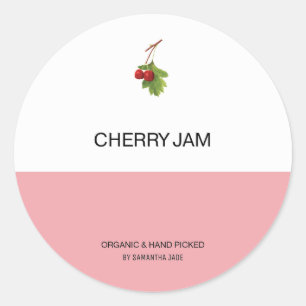 Pegatina Redonda Personalizado Cherry Jam & Preserve Jar Labs para