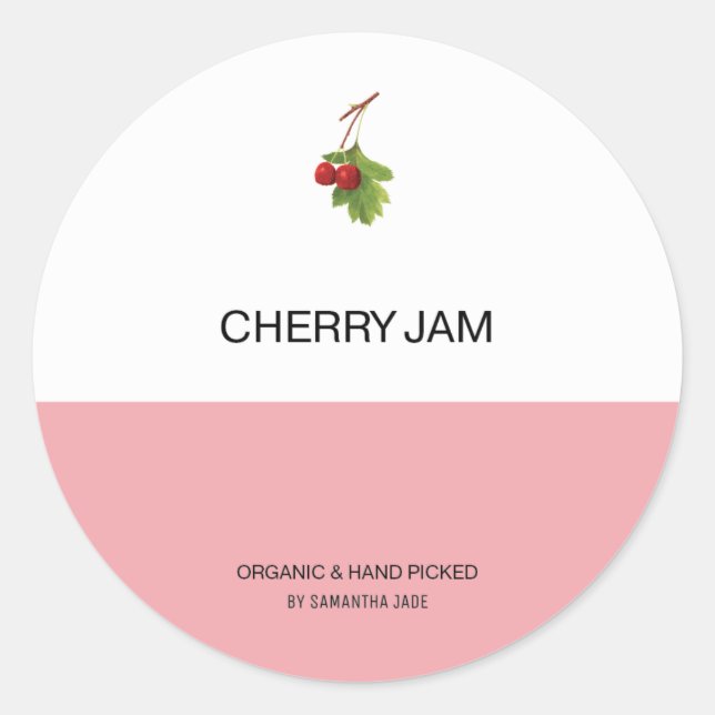 Pegatina Redonda Personalizado Cherry Jam & Preserve Jar Labs para  (Anverso)