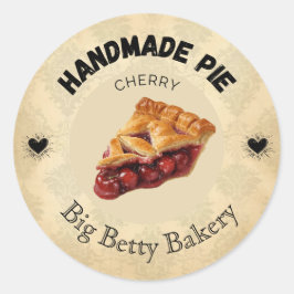 Pegatina Redonda Personalizado Cherry Pie Labels | Pac de panadería
