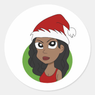 Pegatina Redonda personalizado chica navidades