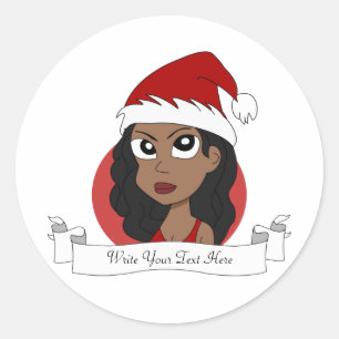 Pegatina Redonda personalizado chica navidades