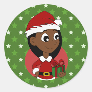 Pegatina Redonda personalizado chica navidades