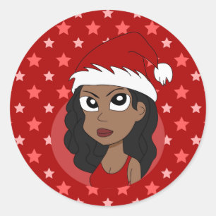 Pegatina Redonda personalizado chica navidades