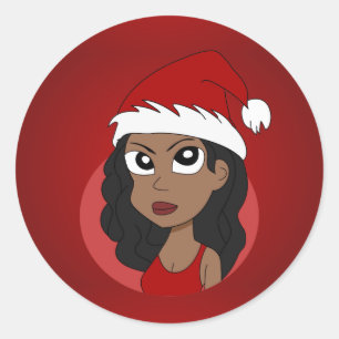 Pegatina Redonda personalizado chica navidades
