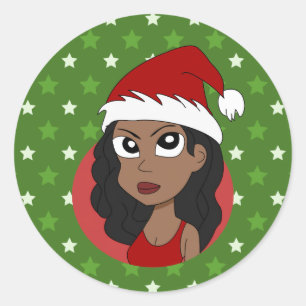 Pegatina Redonda personalizado chica navidades