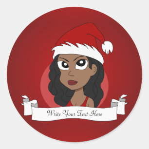 Pegatina Redonda personalizado chica navidades