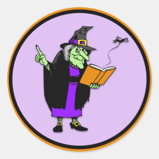 Pegatina Redonda Personalizado clásico Halloween Witch