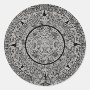 Pegatina Redonda Personalizado color antiguo calendario maya Pegati