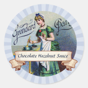 Pegatina Redonda personalizado color chocolate francés marca de lat
