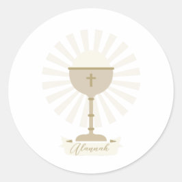 Pegatina Redonda Personalizado Communion Gold Chalice