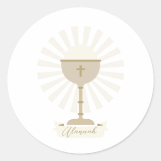 Pegatina Redonda Personalizado Communion Gold Chalice