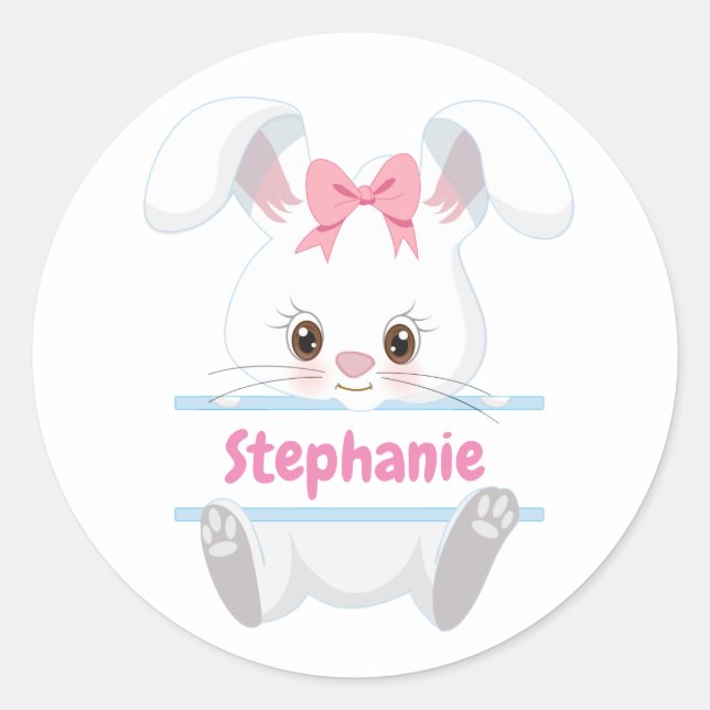 Pegatina Redonda Personalizado - Conejo de Pascua (Anverso)