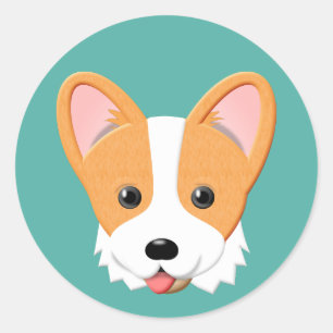Pegatina Redonda Personalizado Corgi