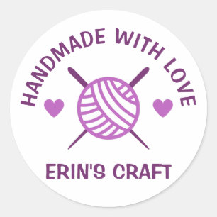 Pegatina Redonda PERSONALIZADO Crochet Knit Yarn Handmade