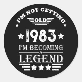 Pegatina Redonda Personalizado cuarenta fiesta vintage de 40 años