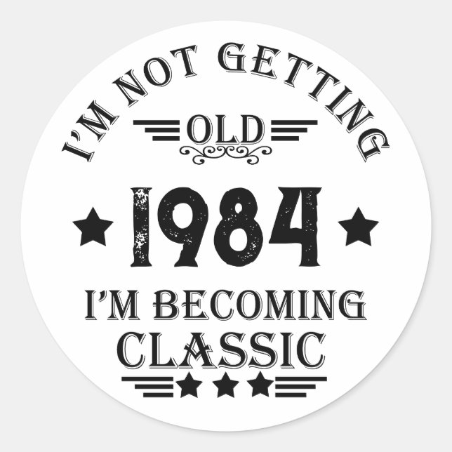 Pegatina Redonda Personalizado cuarenta fiesta vintage de 40 años (Anverso)