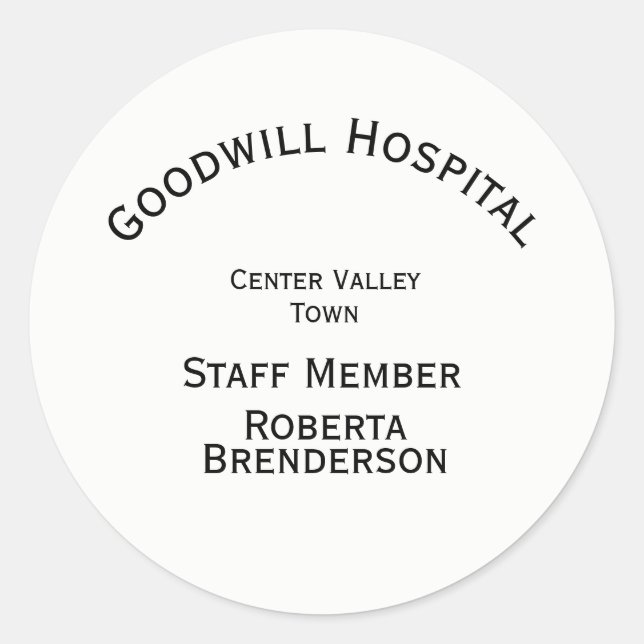 Pegatina Redonda Personalizado Cuatro líneas de texto sobre blanco (Anverso)