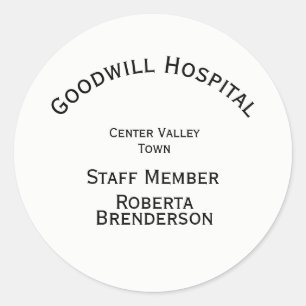 Pegatina Redonda Personalizado Cuatro líneas de texto sobre blanco