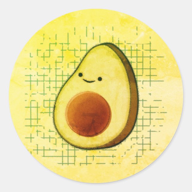 Pegatina Redonda Personalizado Cute Aguacate Con Antecedentes De Pr (Anverso)