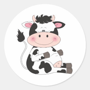 Pegatina Redonda Personalizado Cute Baby Cow