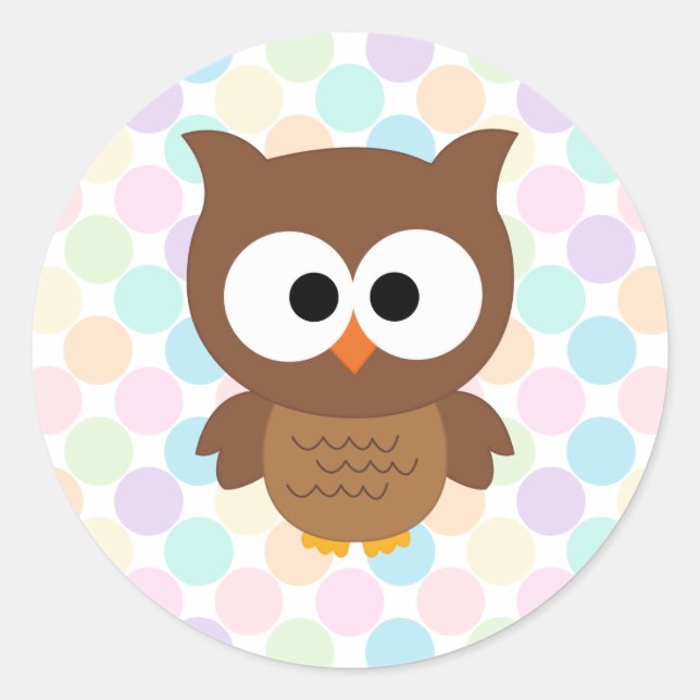 Pegatina Redonda Personalizado Cute Big Eyed Brown Owl (Anverso)