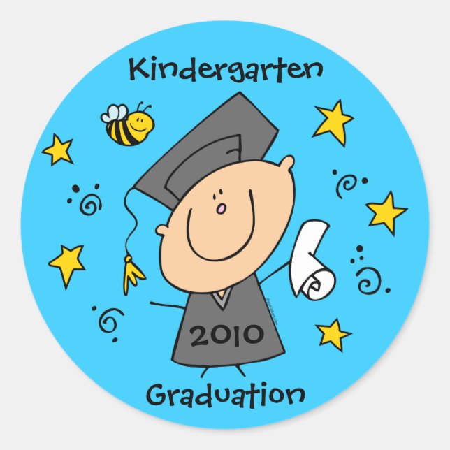 Pegatina Redonda Personalizado Cute Boy Grad (Anverso)