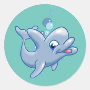 Pegatina Redonda Personalizado Cute Dolphin