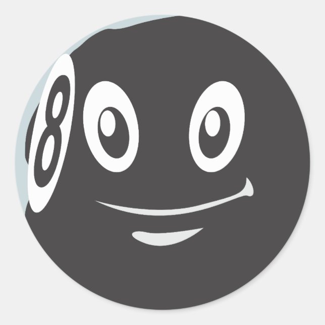 Pegatina Redonda Personalizado Cute Eight 8 Ball Billiard (Anverso)