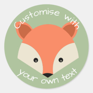 Pegatina Redonda Personalizado Cute Fox Face