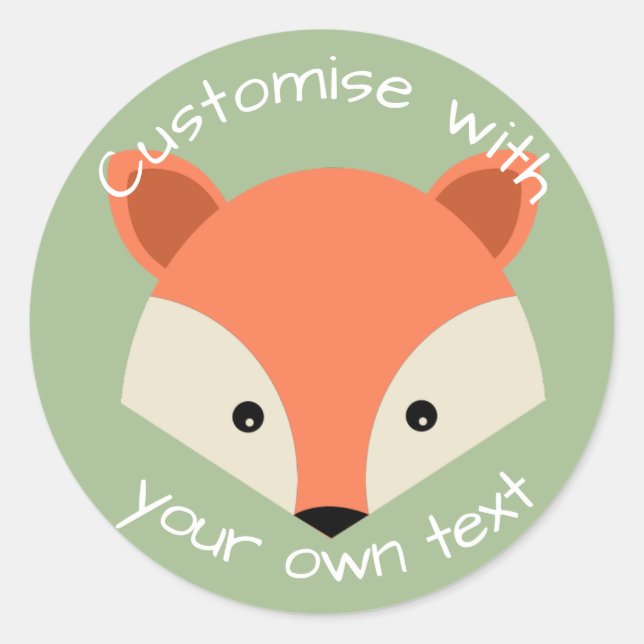 Pegatina Redonda Personalizado Cute Fox Face (Anverso)