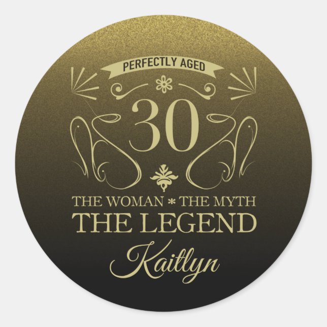 Pegatina Redonda Personalizado Cute Happy 30 cumpleaños (Anverso)