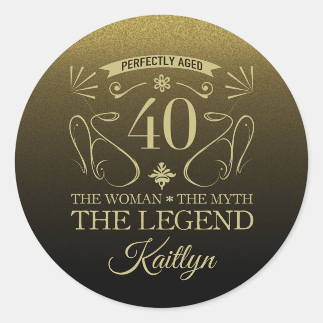 Pegatina Redonda Personalizado Cute Happy 40 cumpleaños (Anverso)