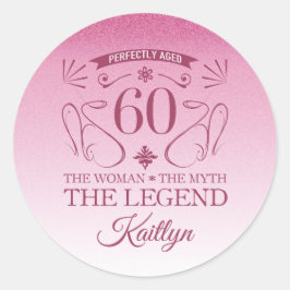 Pegatina Redonda Personalizado Cute Happy 60 cumpleaños